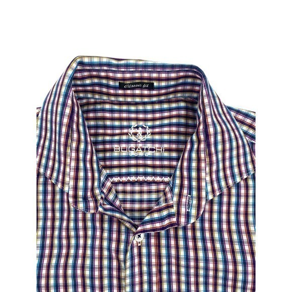 Bugatchi Long Sleeved Cotton Dress Shirt Multi Colored Checks Men's Size XL/XXL‎ - Picture 5 of 14
